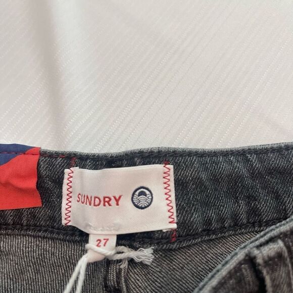 NWT Anthropologie Sundry Leopard Trimmed Ultra High Rise Straight Jeans Size 27 - Picture 10 of 15